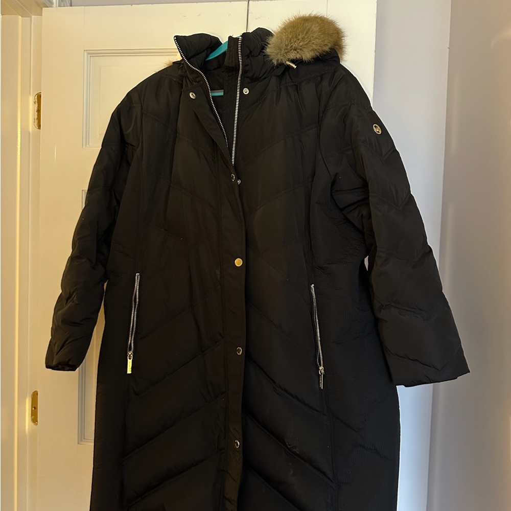 Michael Kors Black Puffer Coat with Fur Hood